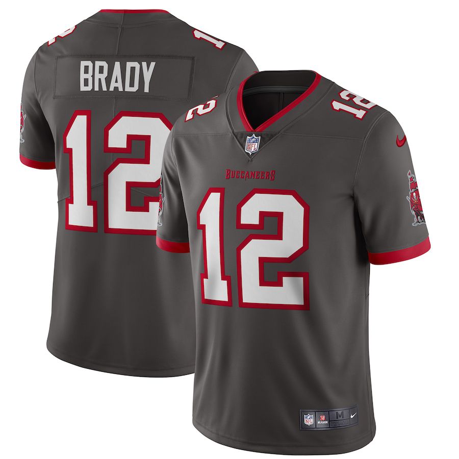 Men Tampa Bay Buccaneers 12 Tom Brady Nike Pewter Alternate Vapor Limited NFL Jersey